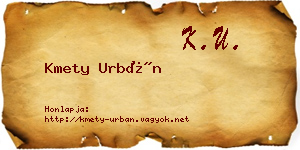 Kmety Urbán névjegykártya
